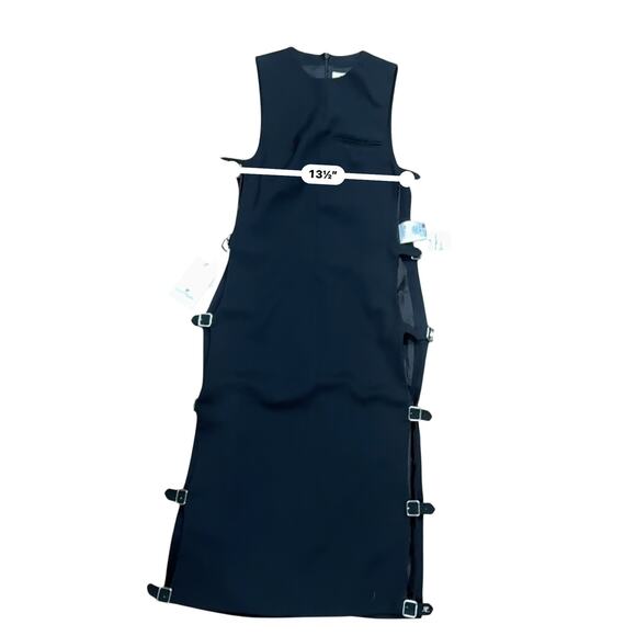 Courrèges Black Multi-Strap Sleeveless Midi Dress Size 34 Cutout Wool Designer - Picture 5 of 15